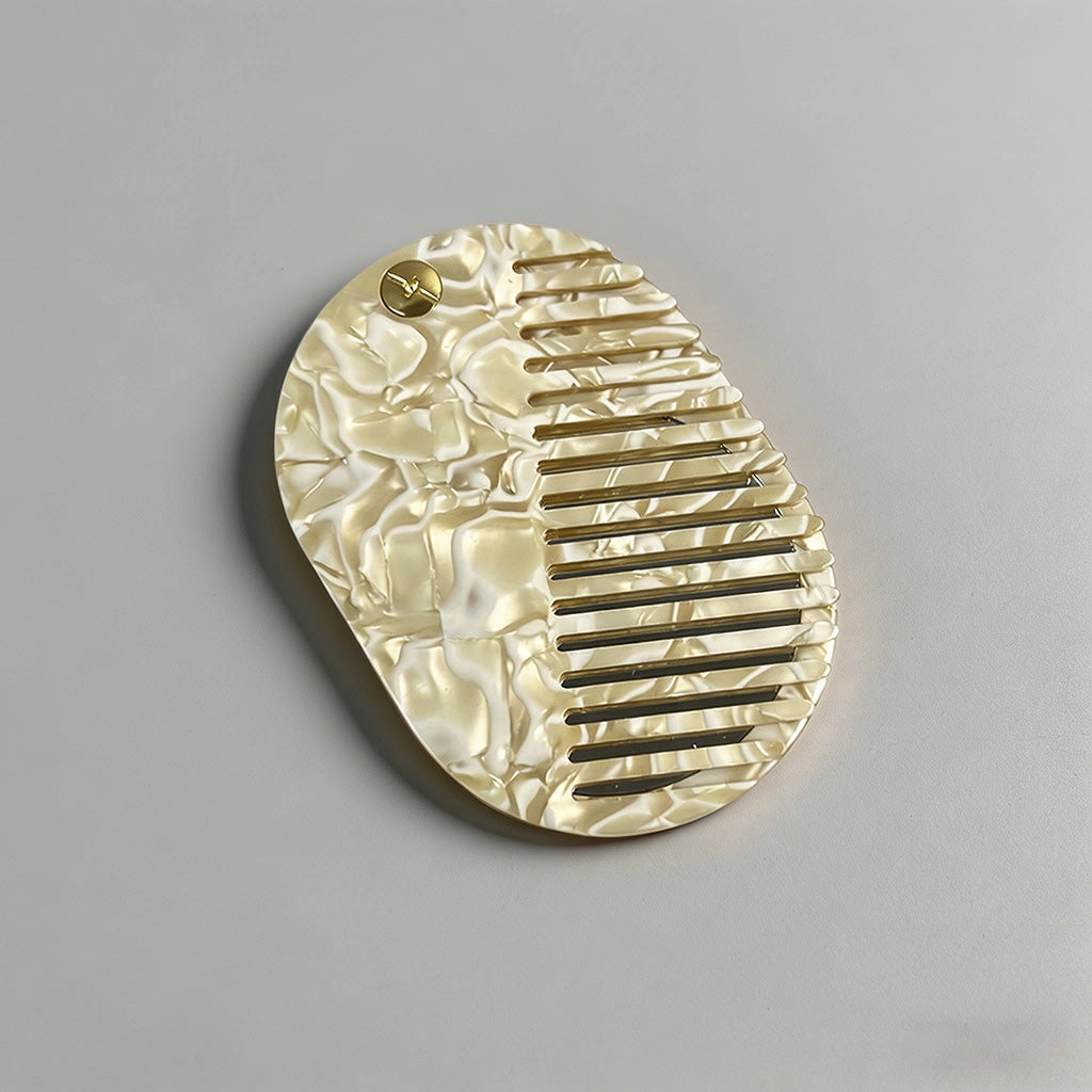 Iridescent Marbled Hair Comb & Mirror