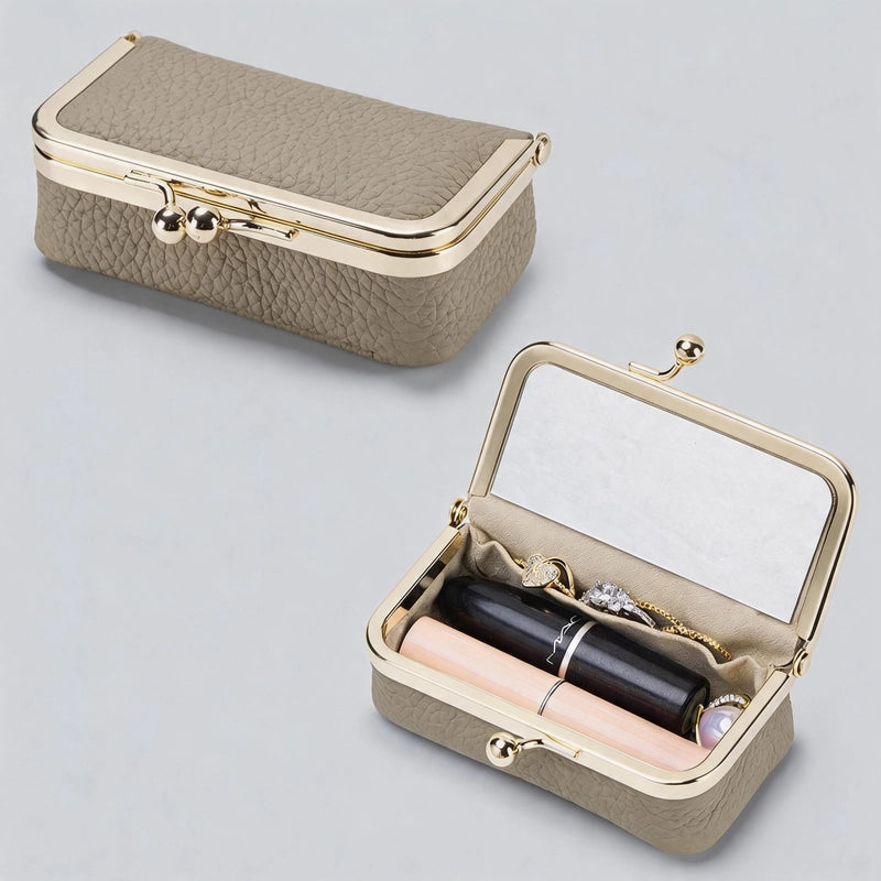 Taupe Compact Mirror Pouch
